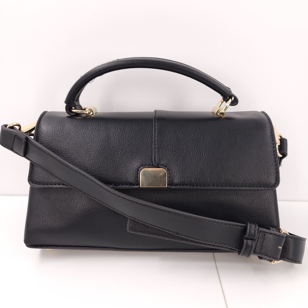 On 34th Kristt Small Solid Top‎ Handle Crossbody Handbag Bag Black Gold Magnetic